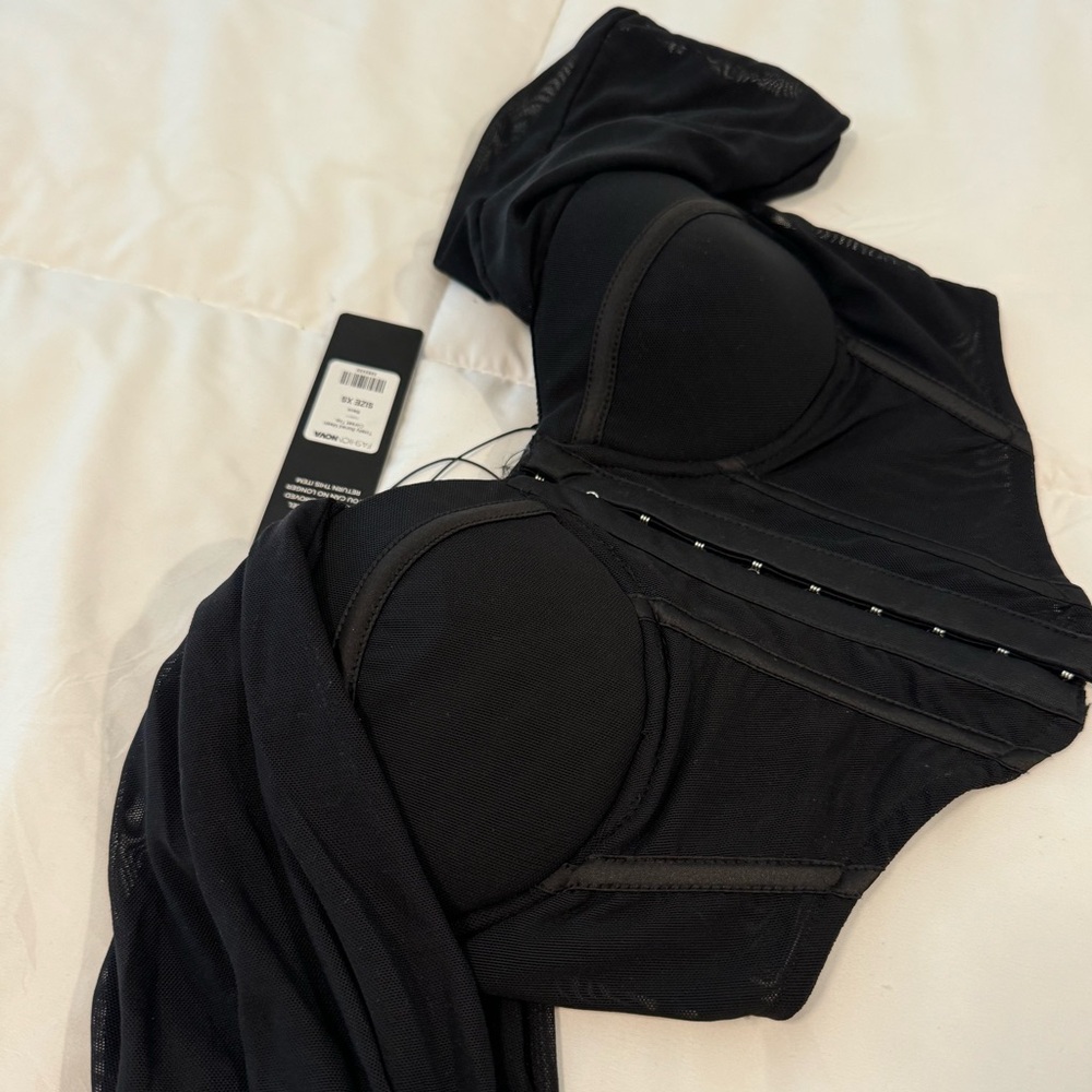 Black Corset top with Mesh off shoulder
